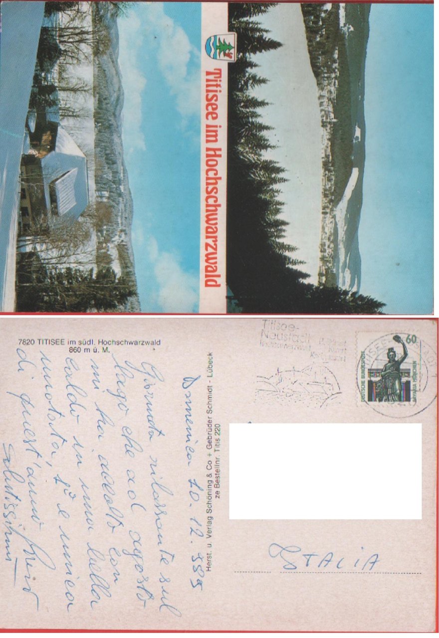 Titisee im Hochschwarzward. Viaggiata 1989