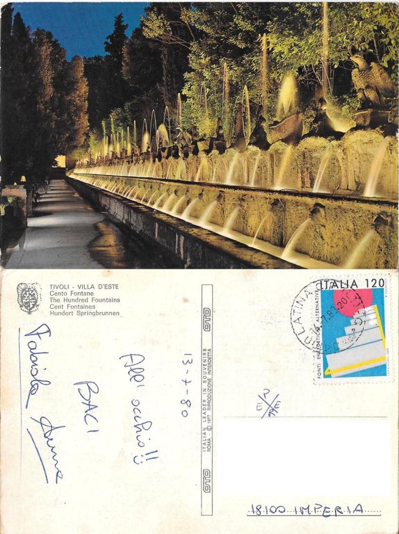Tivoli. Villa d'Este. Cento fontane. Viaggiata 1980