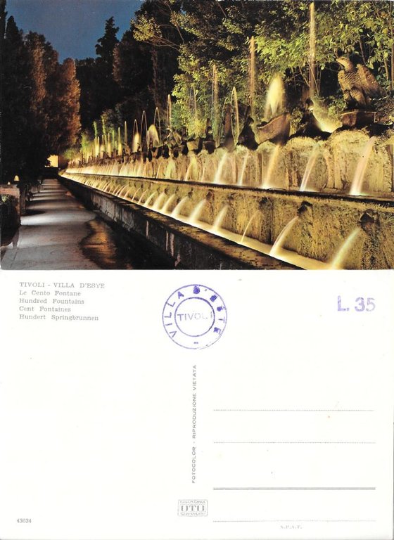 Tivoli. Villa d'Este. Le Cento Fontane. Non viaggiata