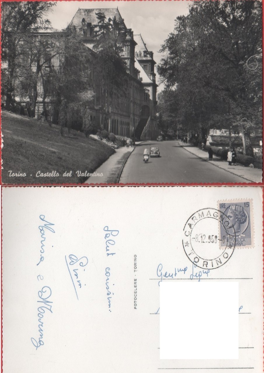 Torino. Castello del Valentino. Viaggiata 1958