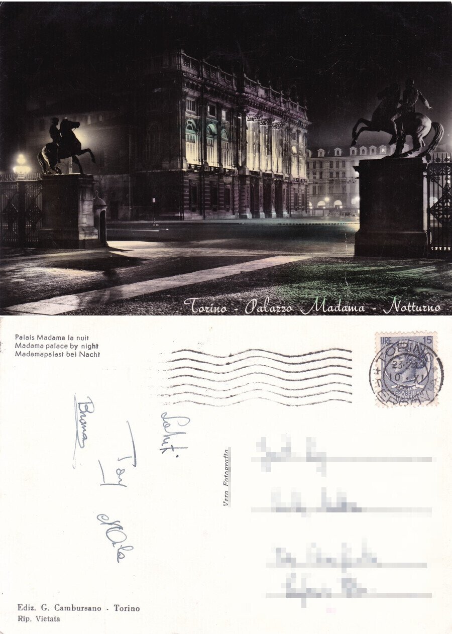 Torino. Palazzo Madama, notturno - Viaggiata