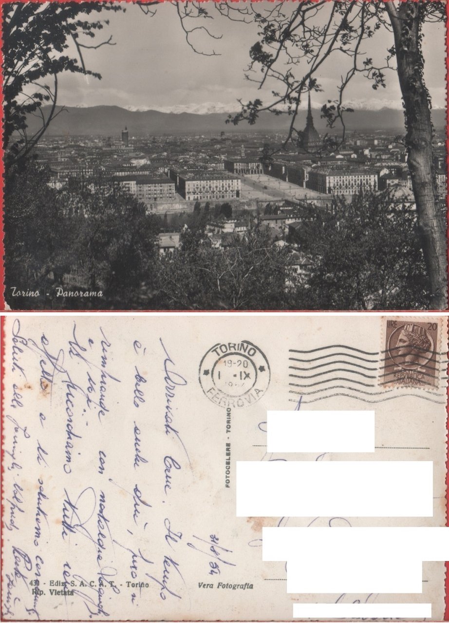 Torino. Panorama. Viaggiata 1954 | Immagine principale