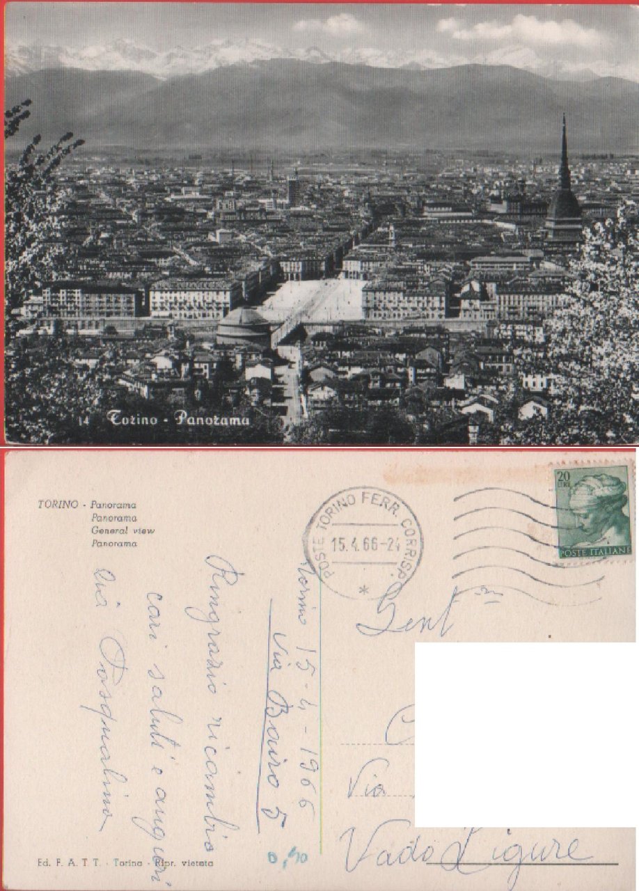 Torino Panorama. Viaggiata1966