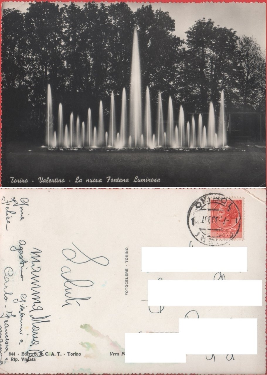 Torino. Valentino. La nuova Fontana Luminosa. Viaggiata 1957