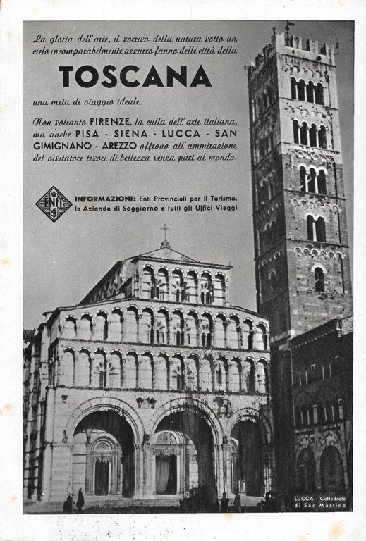 Totalia Lagomarsino/ ENIT Toscana. Advertising 1941 fronte retro