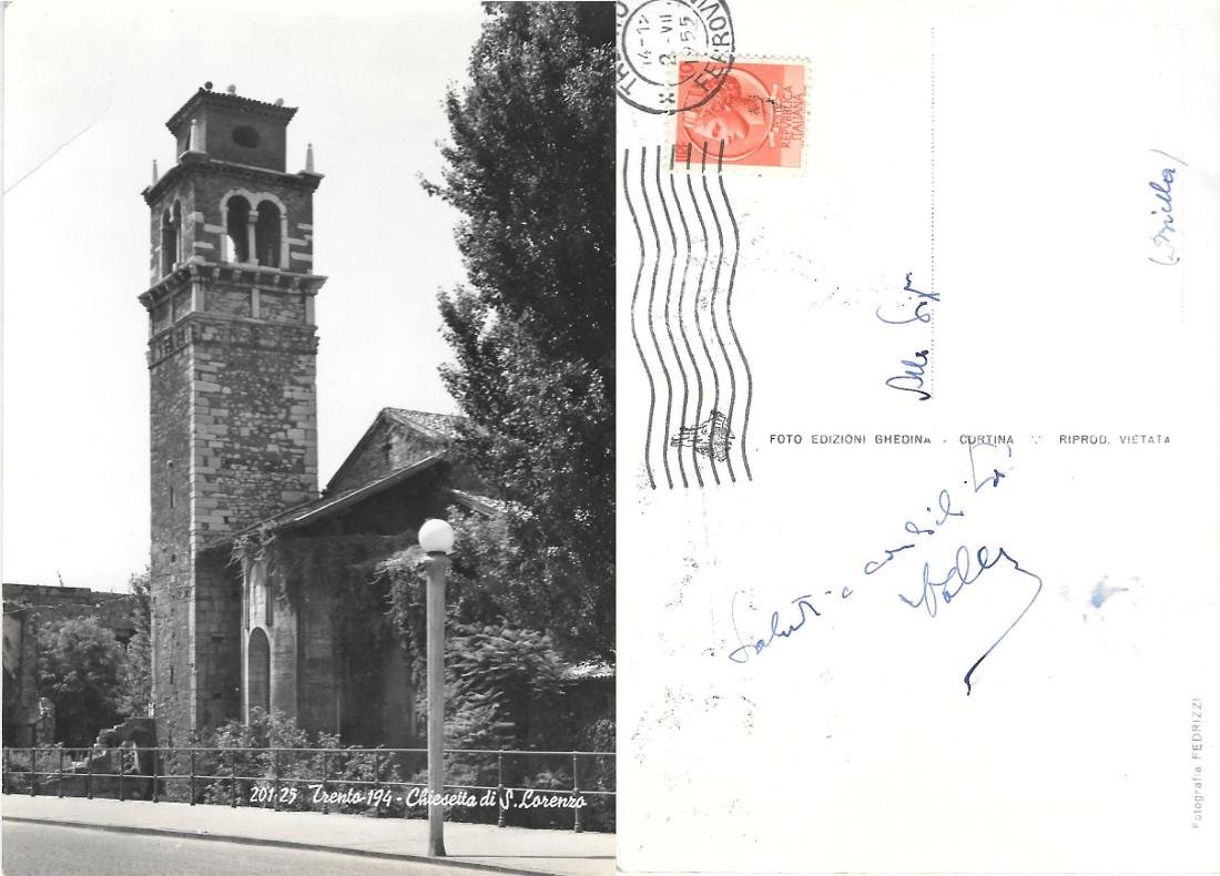 Trento. Chiesetta di S. Lorenzo. Viaggiata 1955