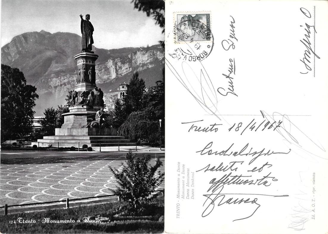 Trento. Monumento a Dante. Viaggiata 1967