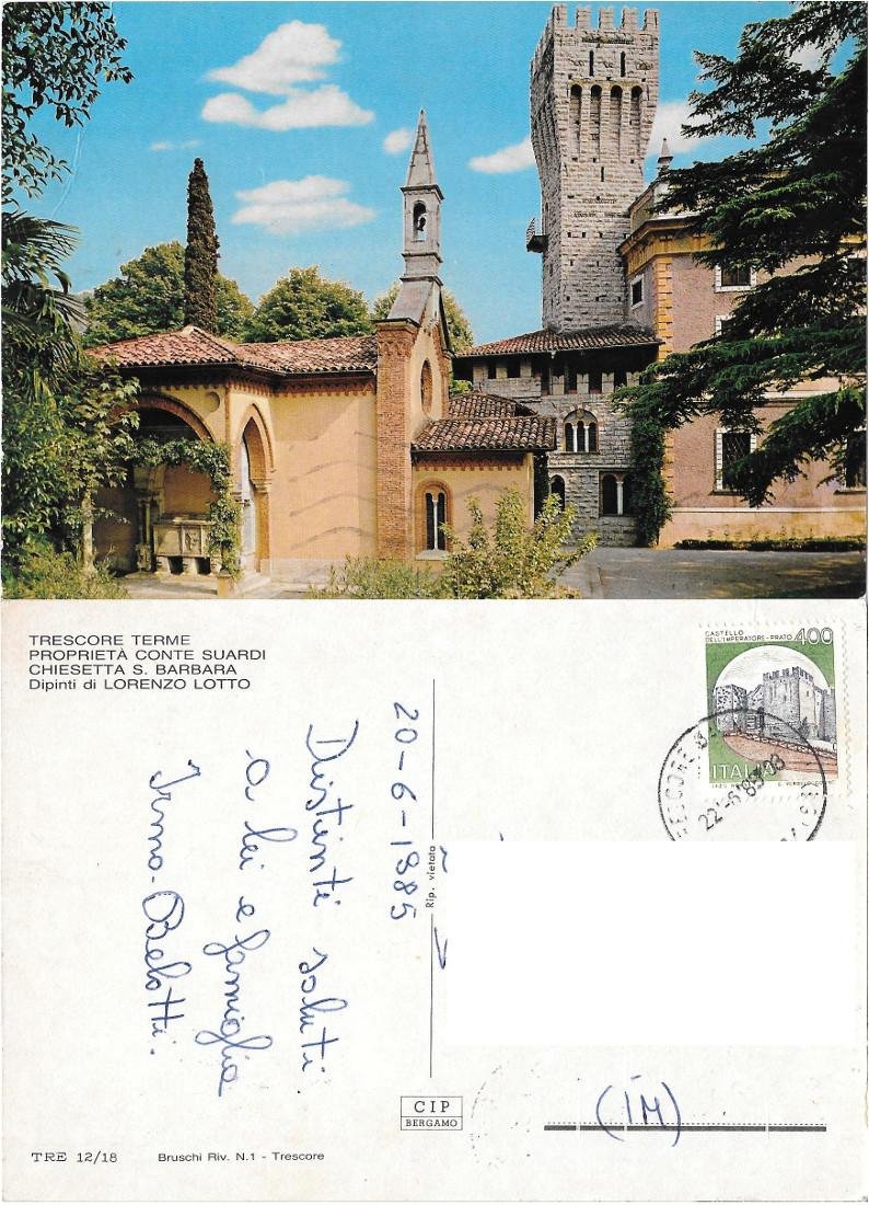 Trescore Terme (BG). Proprietà conte Suardi. S. Barbara. Viaggiata 1985