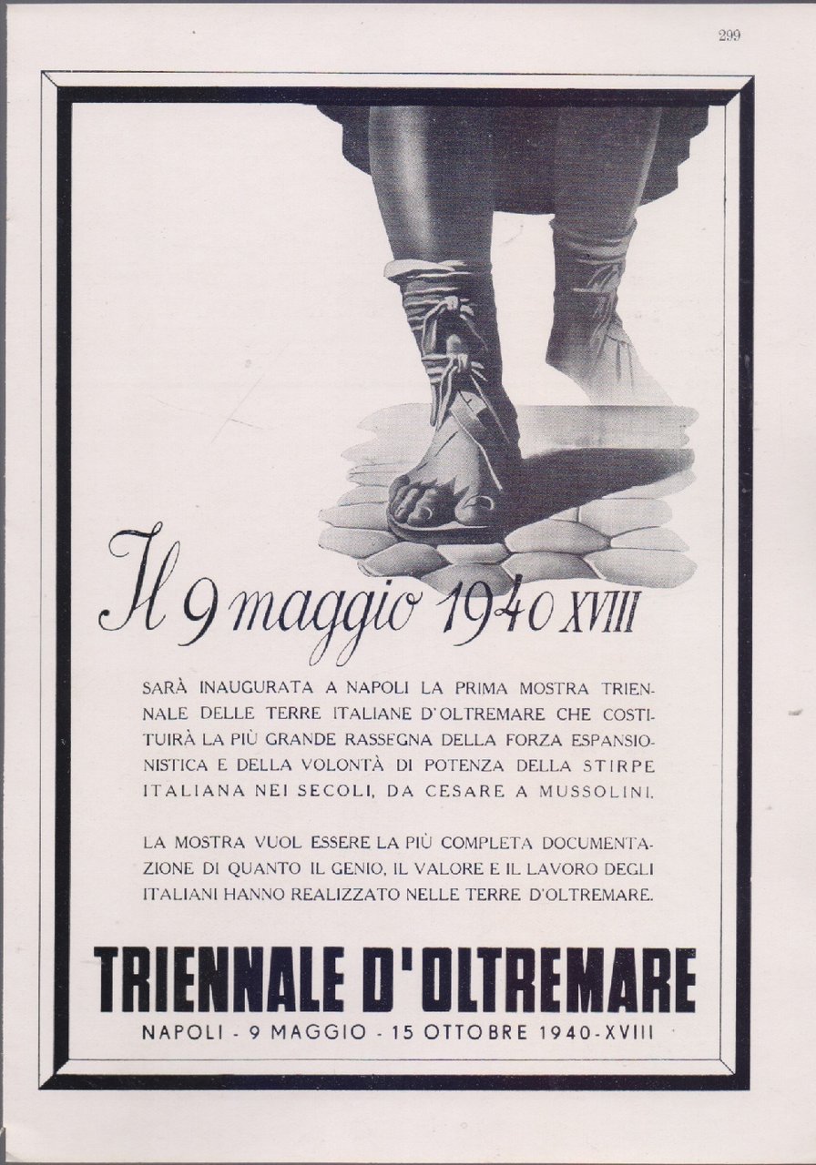 Triennale d'Oltremare. Napoli 9 maggio 1940. Advertising 1940