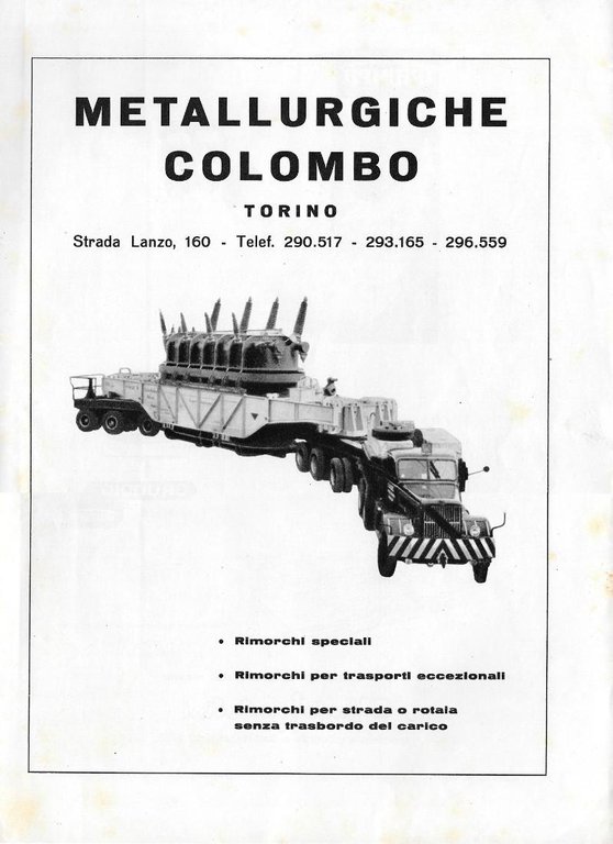 Triumph- Grunding/Metallurgiche Colombo. Advertising 1959 fronte retro