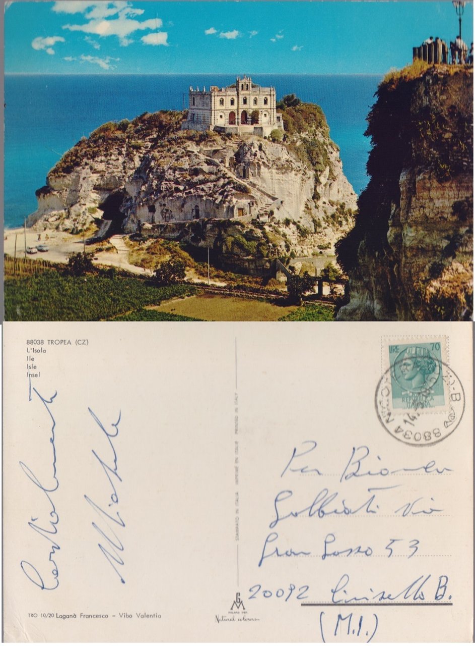 Tropea (CZ). L'Isola. Viaggiata 1975
