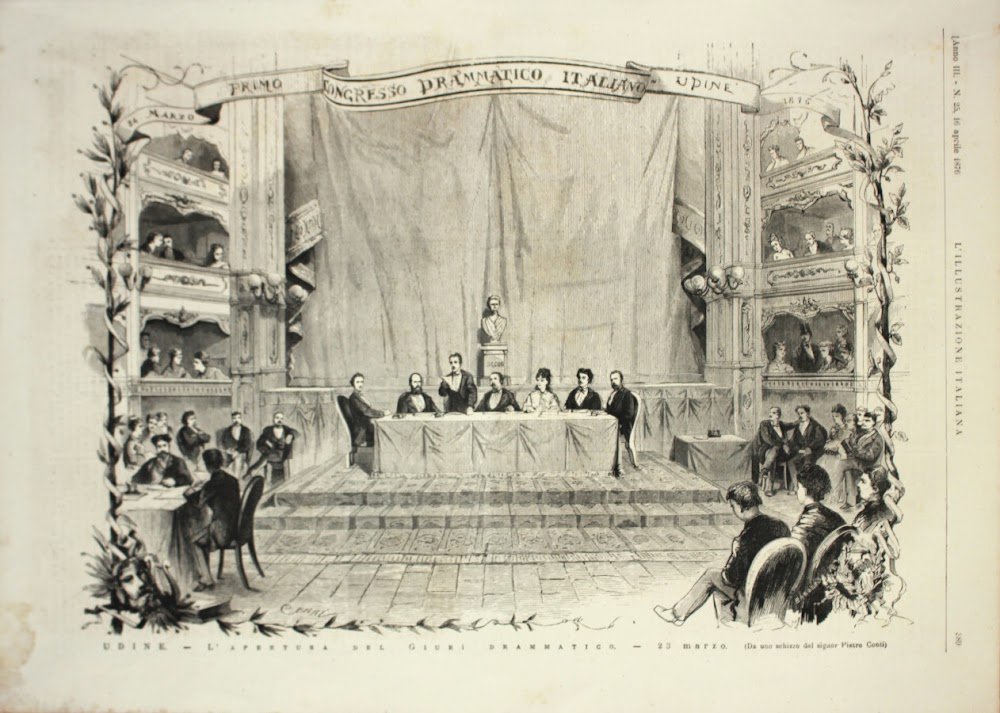 Udine. L'apertura del Giurì Drammatico. Stampa 1876