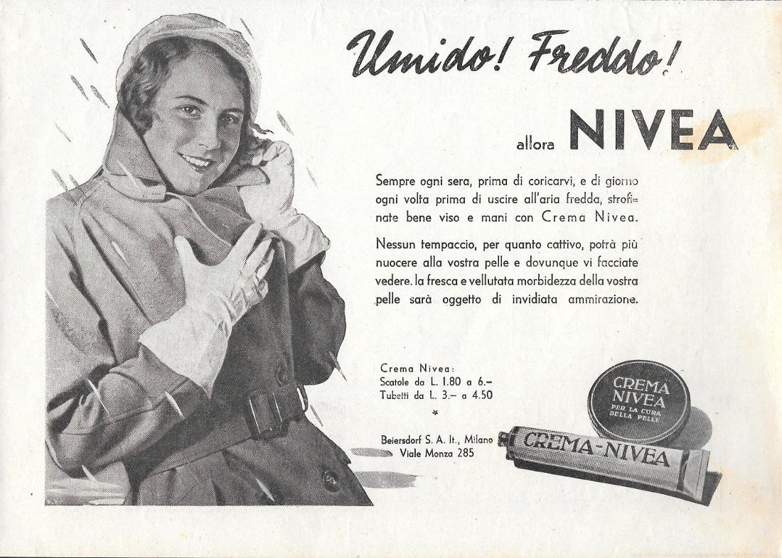 Umido! Freddo! allora Nivea. Advertising 1934