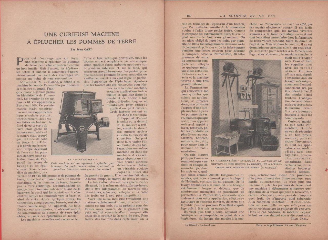 Une curieuse machine a epluncher les pommes de terre. Estratto …