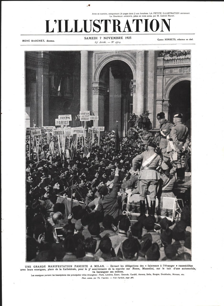 Une grande manifestation fasciste a Milan. Immagine 1925