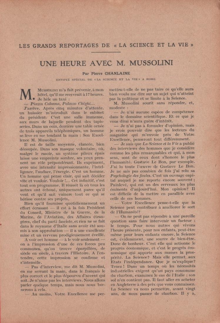 Une heure avec M.Mussolini. Stampa 1926