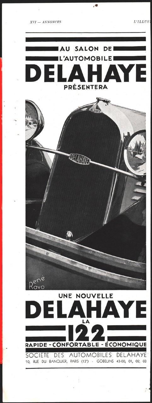 Une nouvelle Delahaye, la 122. Advertising 1932