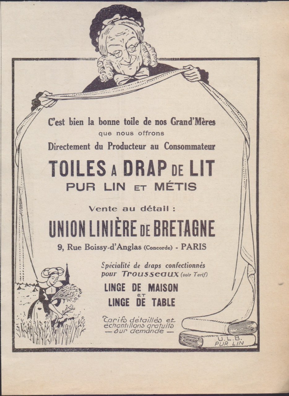 Union Liniere de Bretagne. Advertising 1926