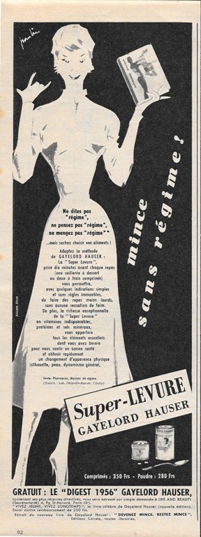 Ustensiles ménagers Grosfillex / Super-Levure Gayelord Hauser - Advertising 1955