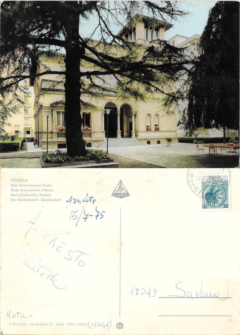 Valenza. Sede Associazione Orafa. Viaggiata 1975