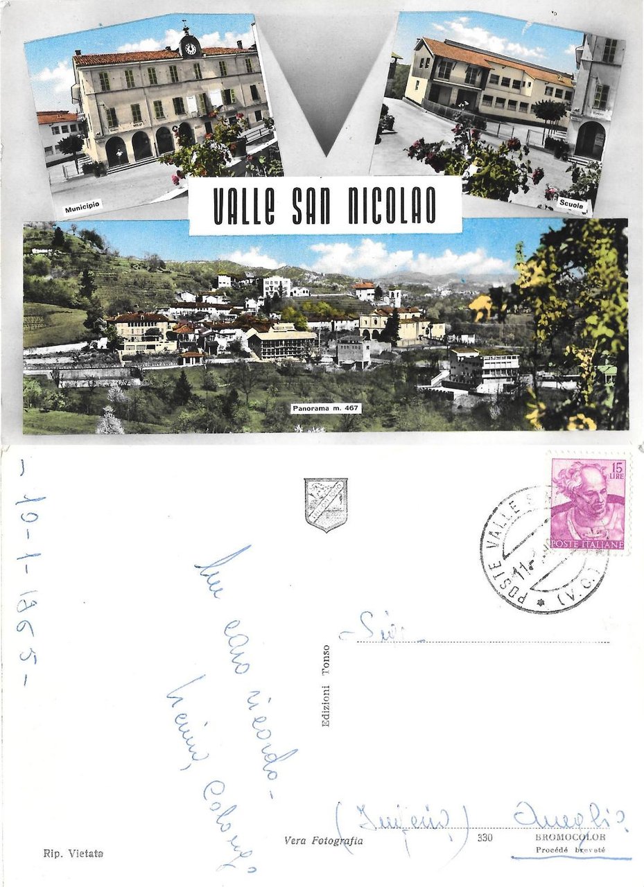 Valle San Nicolao (BI). Vedutine. Viaggiata 1965