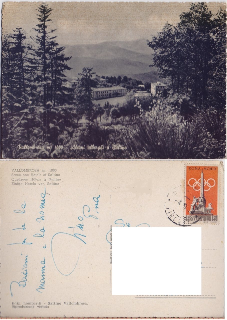 Vallombrosa (FI). Alcuni alberghi a Saltino. Viaggiata