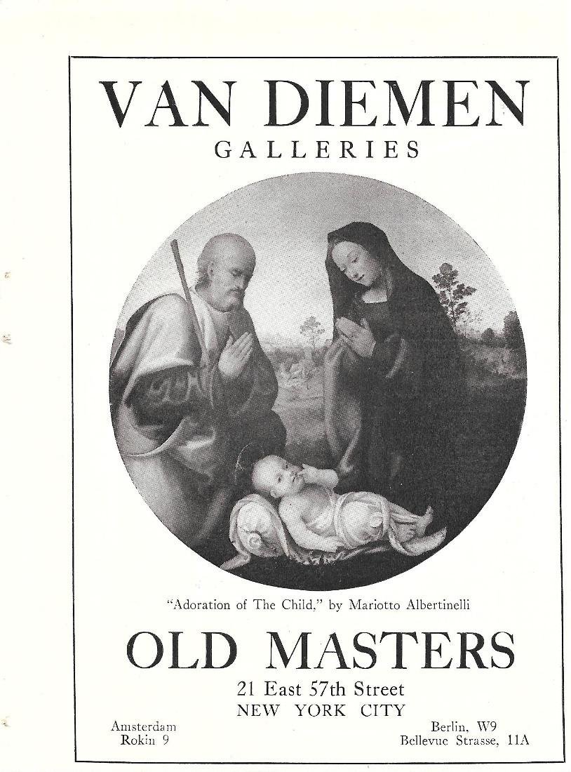 Van Diemen Galleries, New York. Pubblicita 1930
