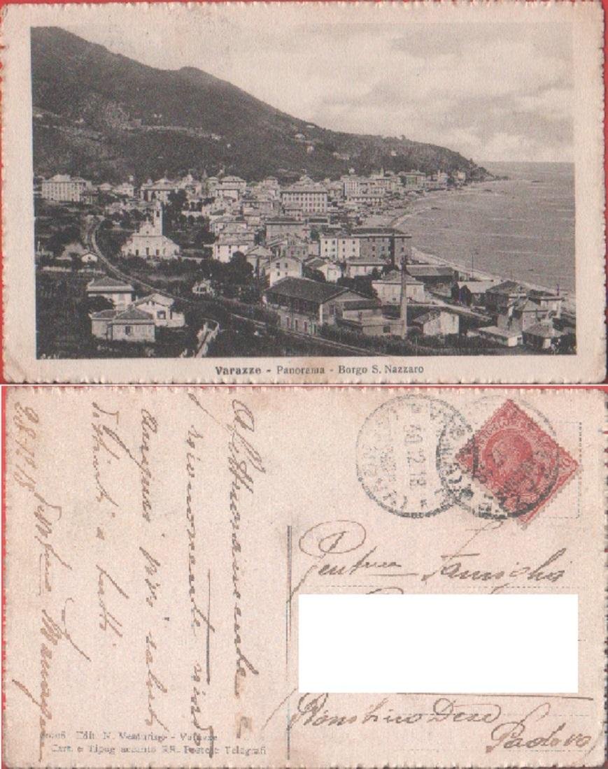 Varazze (SV). Panorama. Borgo S. Nazzaro. Viaggiata 1918