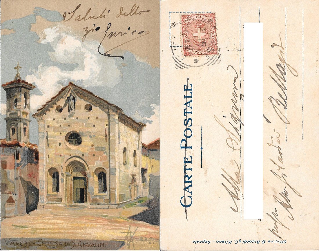 Varese Chiesa di S. Giovanni. Viaggiata primi 900, pittorica