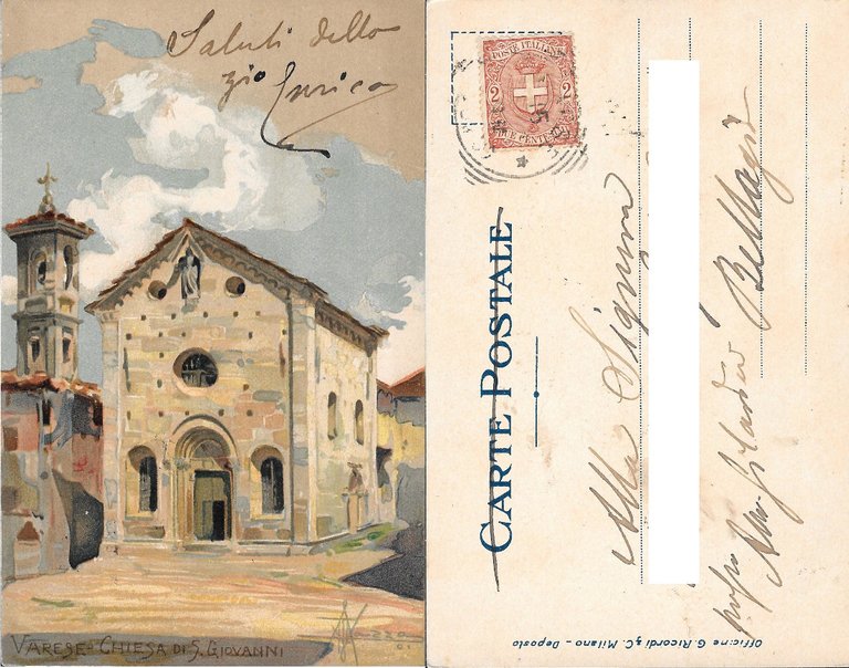 Varese Chiesa di S. Giovanni. Viaggiata primi 900, pittorica