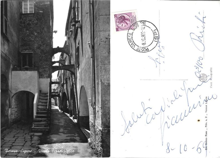 Varese Ligure. Vicolo caratteristico. Viaggiata 1969