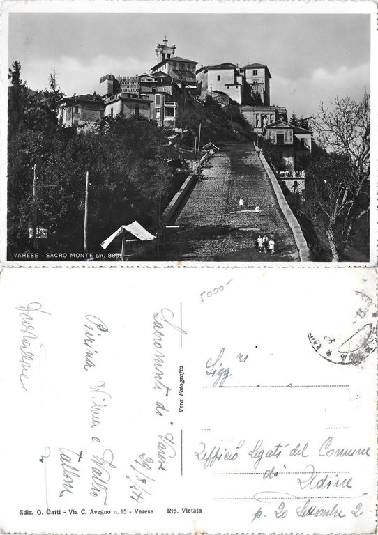 Varese. Sacro Monte. Viaggiata 1954
