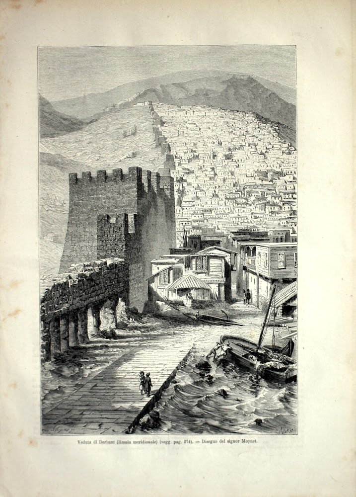 Veduta di Derbant (Russia meridionale). Stampa 1864
