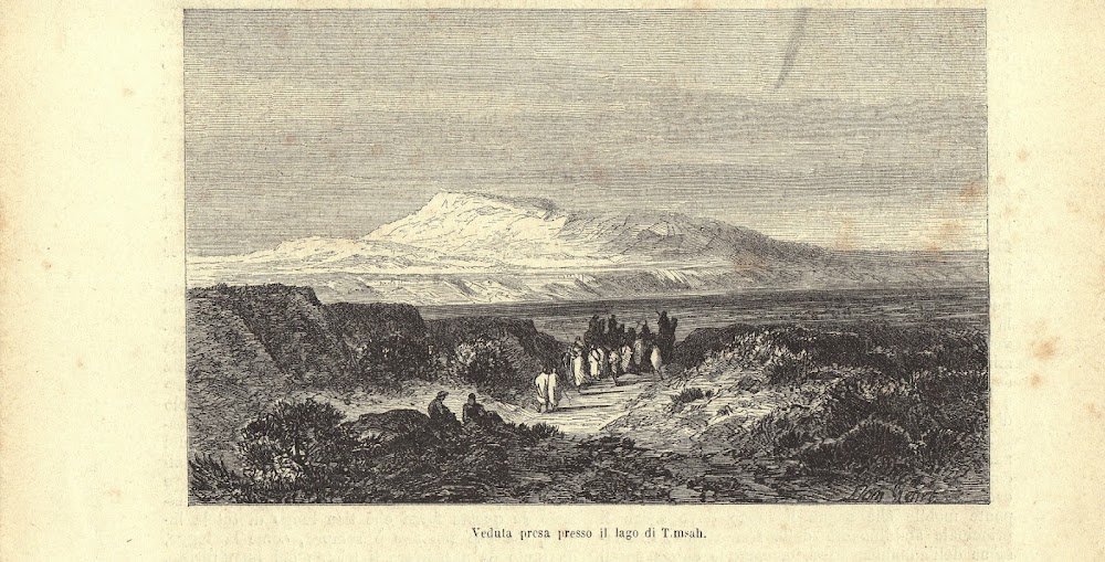 Veduta presso il lago Timsah (canale di Suez). Stampa 1863.