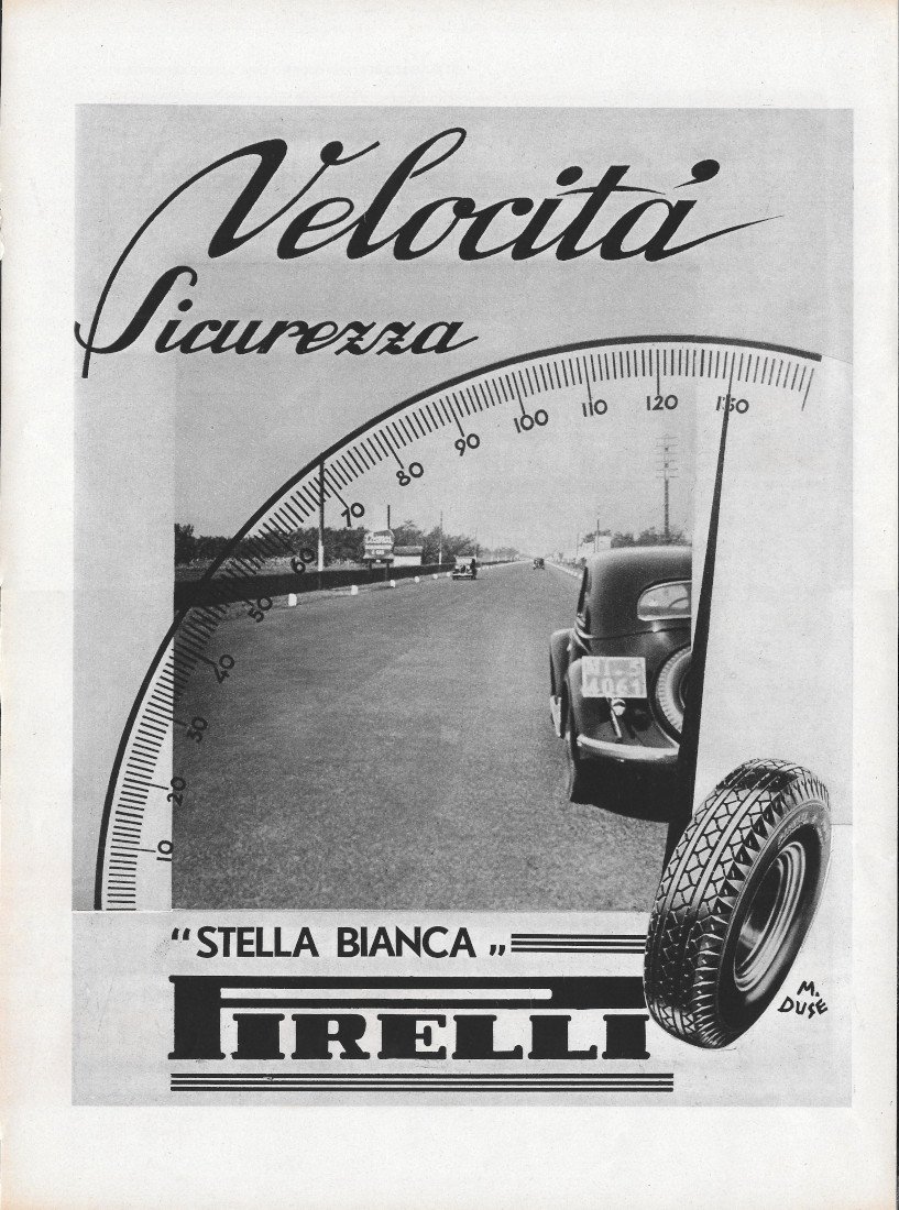 Velocità Sicurezza, Stella Bianca Pirelli - Advertising 1936