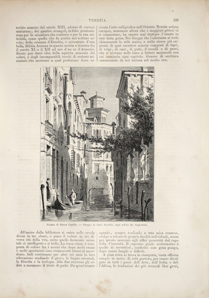 Venezia: Il piccolo palazzo Ferro/Palazzo di Bianca Capello. Stampa 1863.