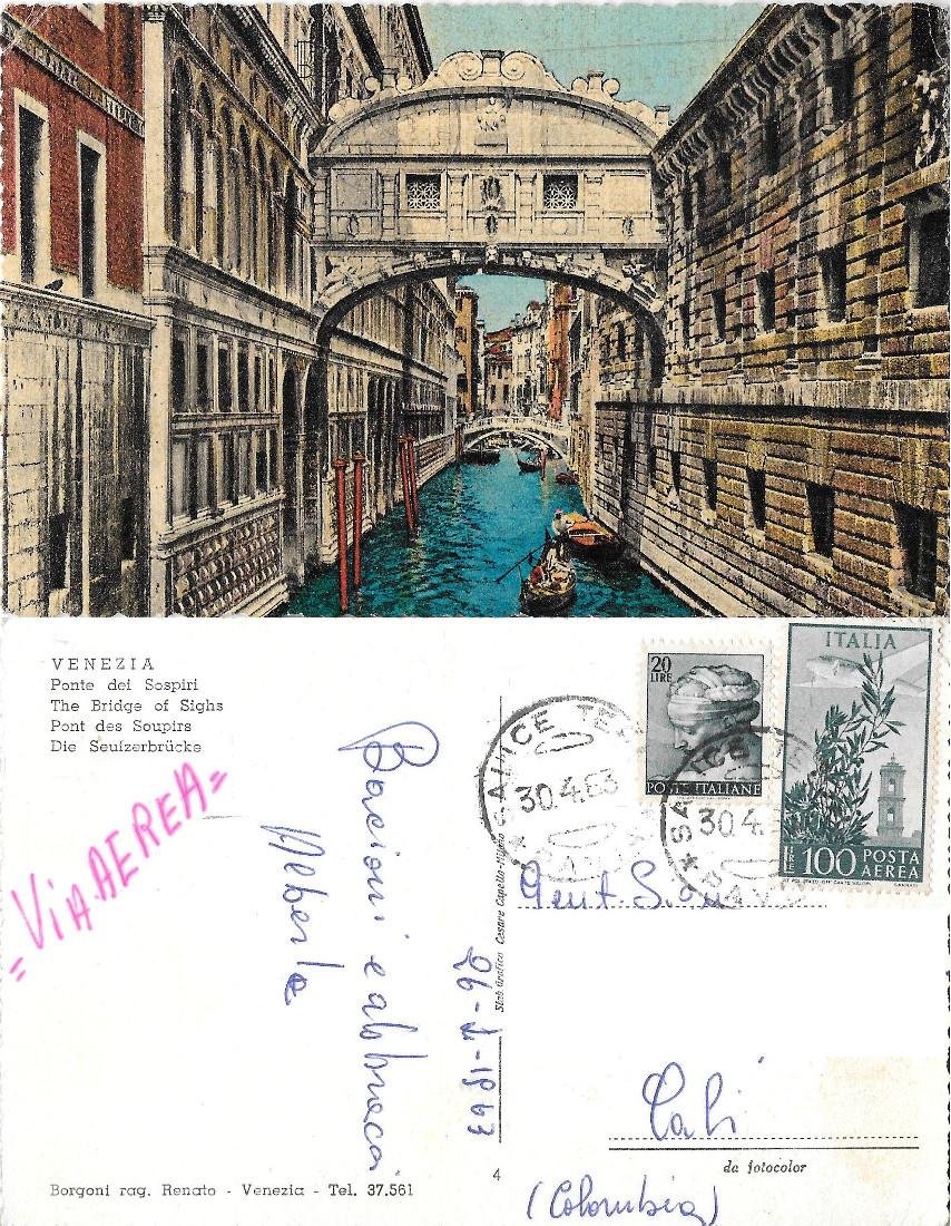 Venezia. Ponte dei Sospiri. Viaggiata 1963