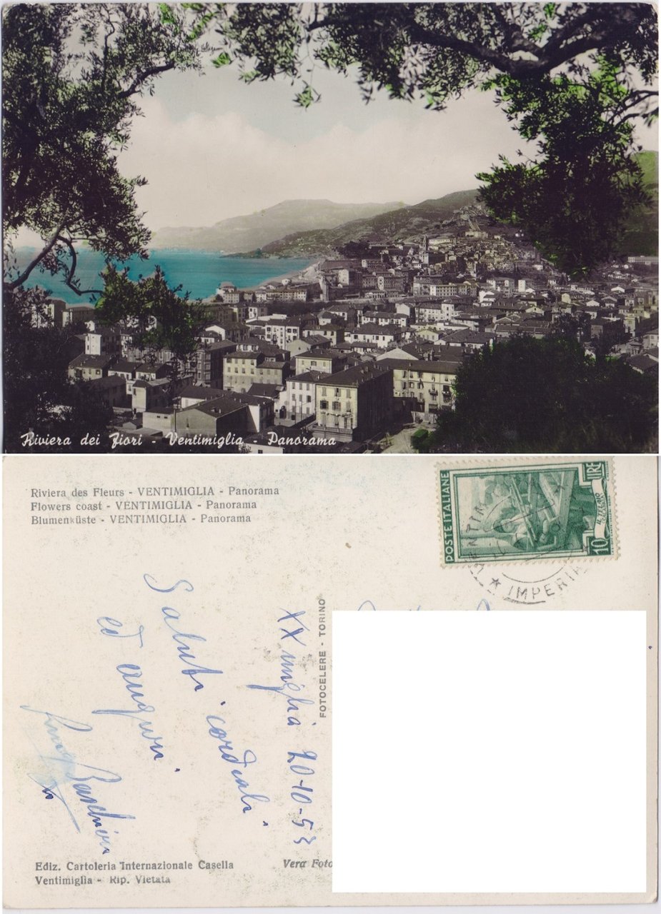 Ventimiglia (IM). Panorama. Viaggiata 1953