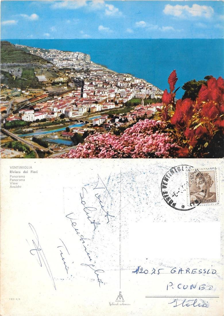 Ventimiglia. Riviera dei Fiori. Viaggiata 1988
