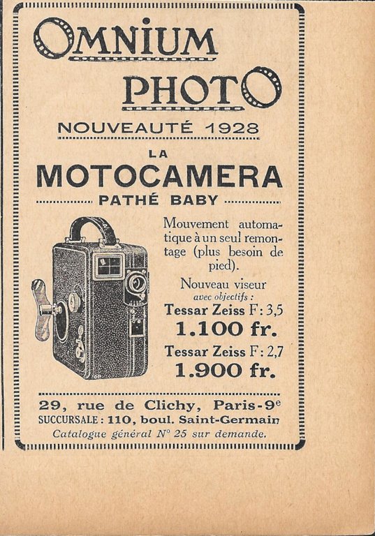 Vérascopes J.Richard / Omnium Photo, motocamera Pathé Baby - Advertising …