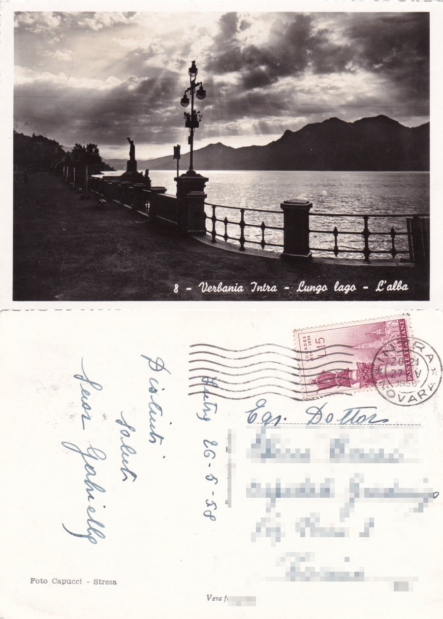 Verbania Intra. Lungo lago. L'alba. Viaggiata 1958