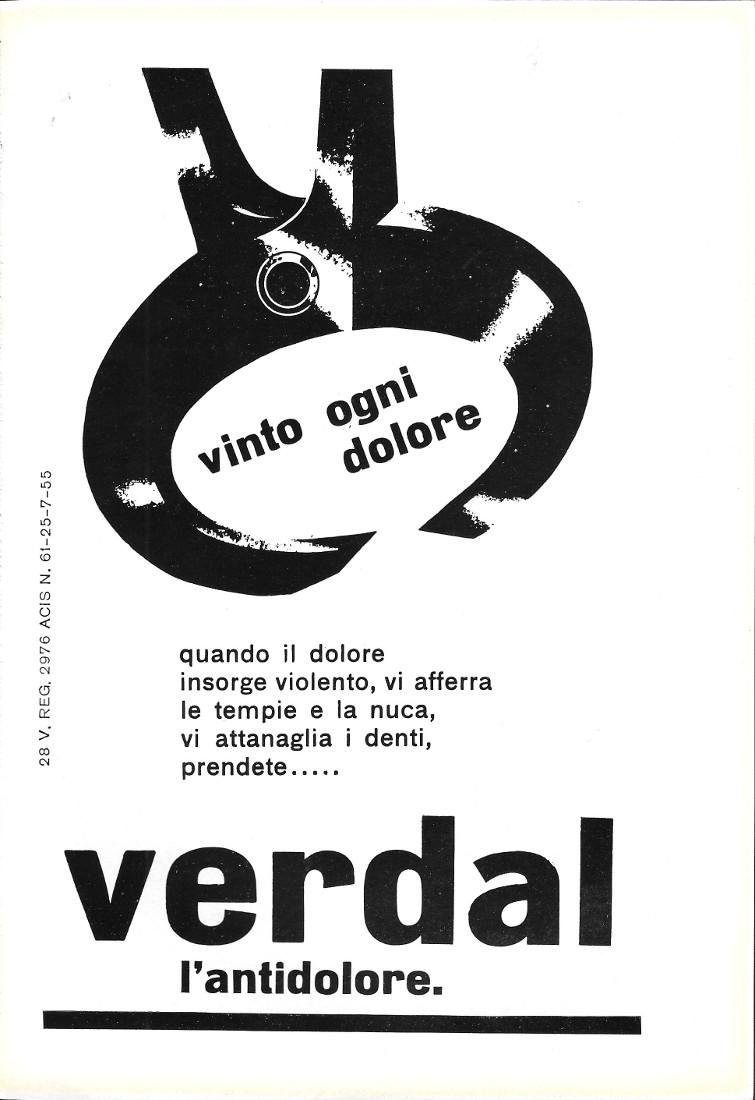 Verdal vinto ogni dolore. Advertising 1960