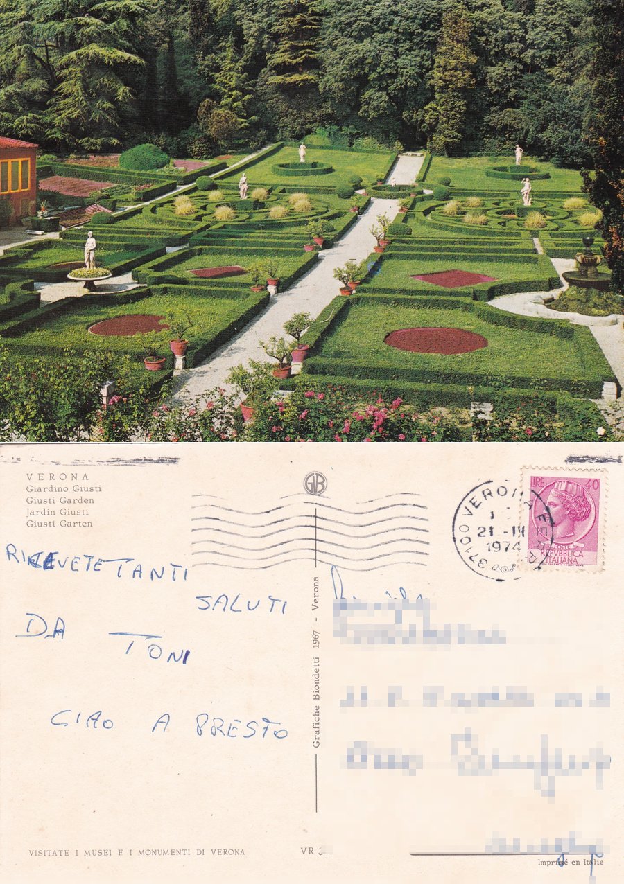 Verona. Giardini Giusti. Viaggiata 1974