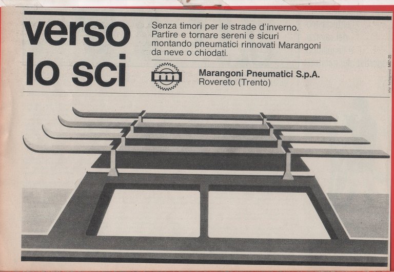 Verso lo sci. Marangoni pneumatici.  Advertising  1968