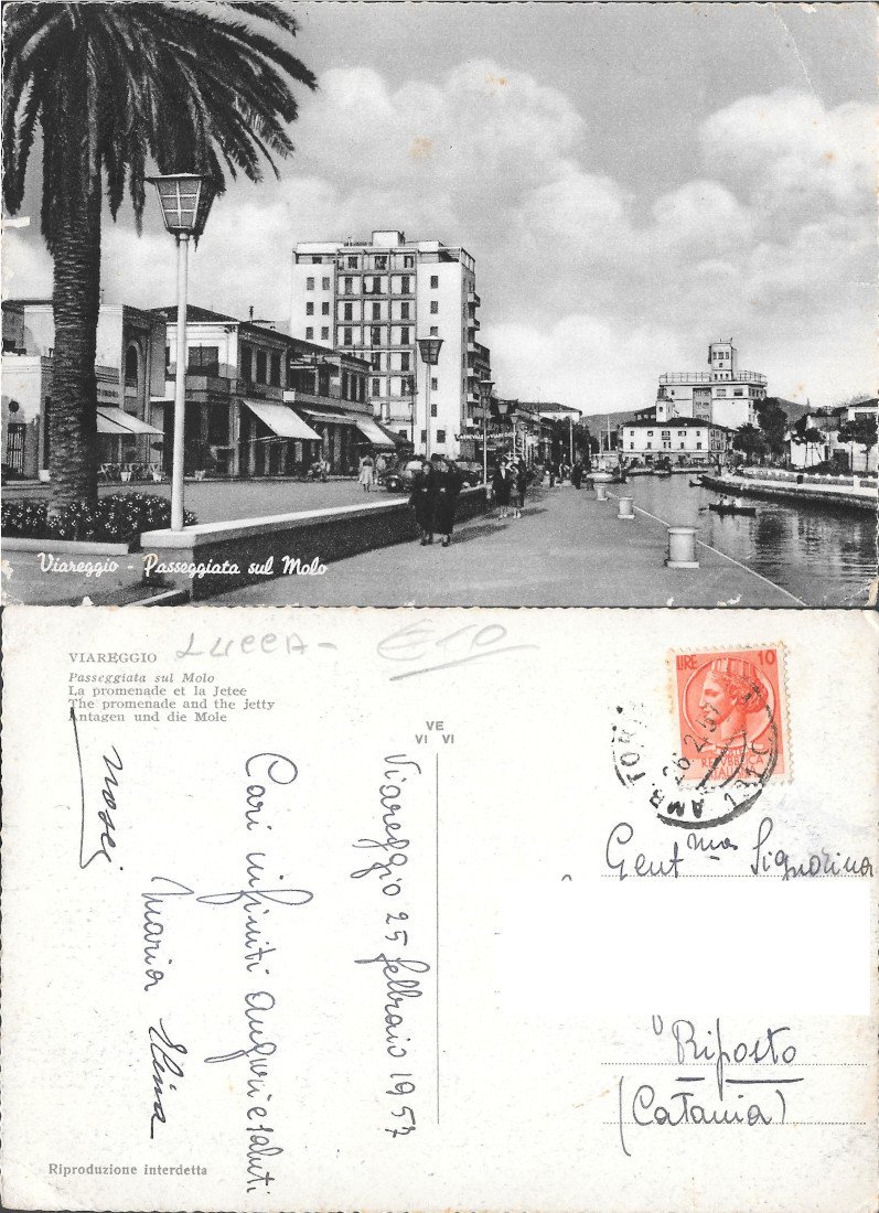 Viareggio. Passeggiata sul Molo. Viaggiata 1957