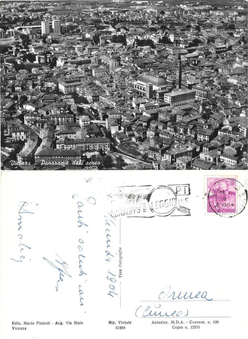 Vicenza. Panorama dall'aereo. Viaggiata 1964