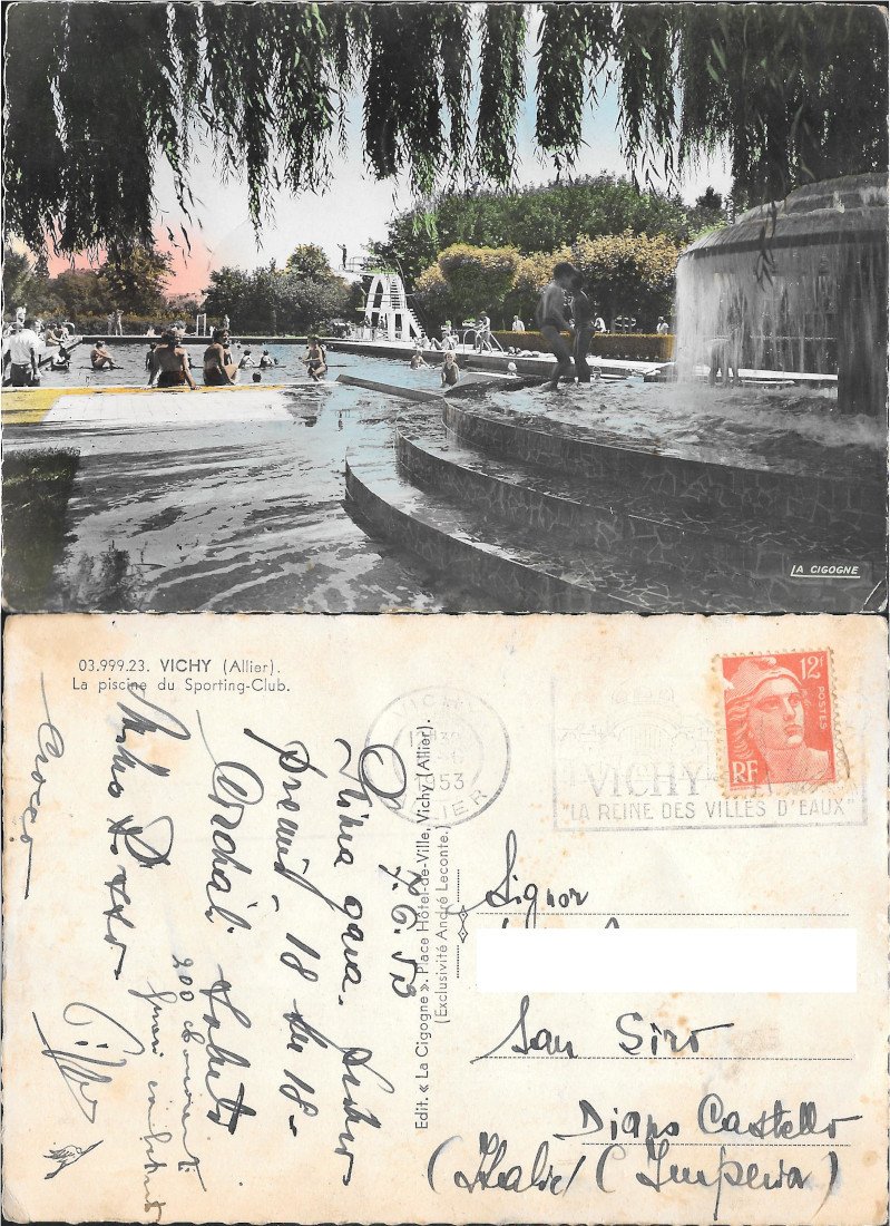 Vichy Allier. La piscine du Sporting-Club. Viaggiata 1959