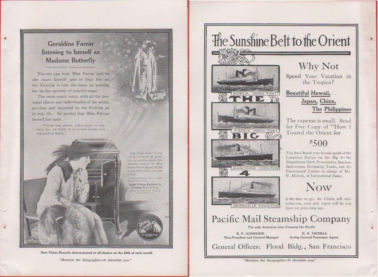 Victor Talking Machine Co. Camden N.J./Pacific Mail Steamship Co. Pubblicità …