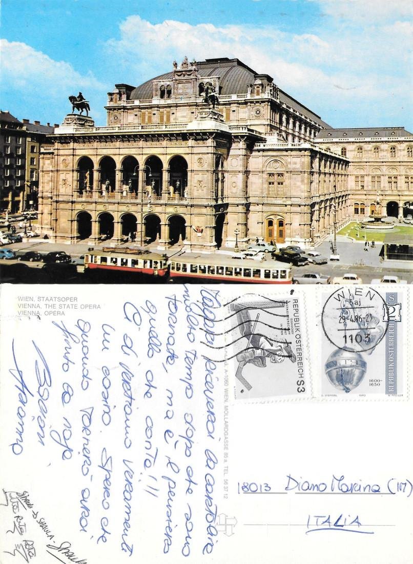 Vienna. Opera. Viaggiata 1986. Tram