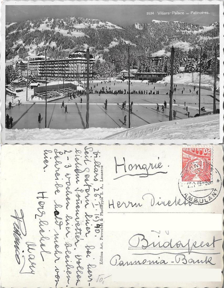 Villars-Palace Patinoires. Viaggiata 1940